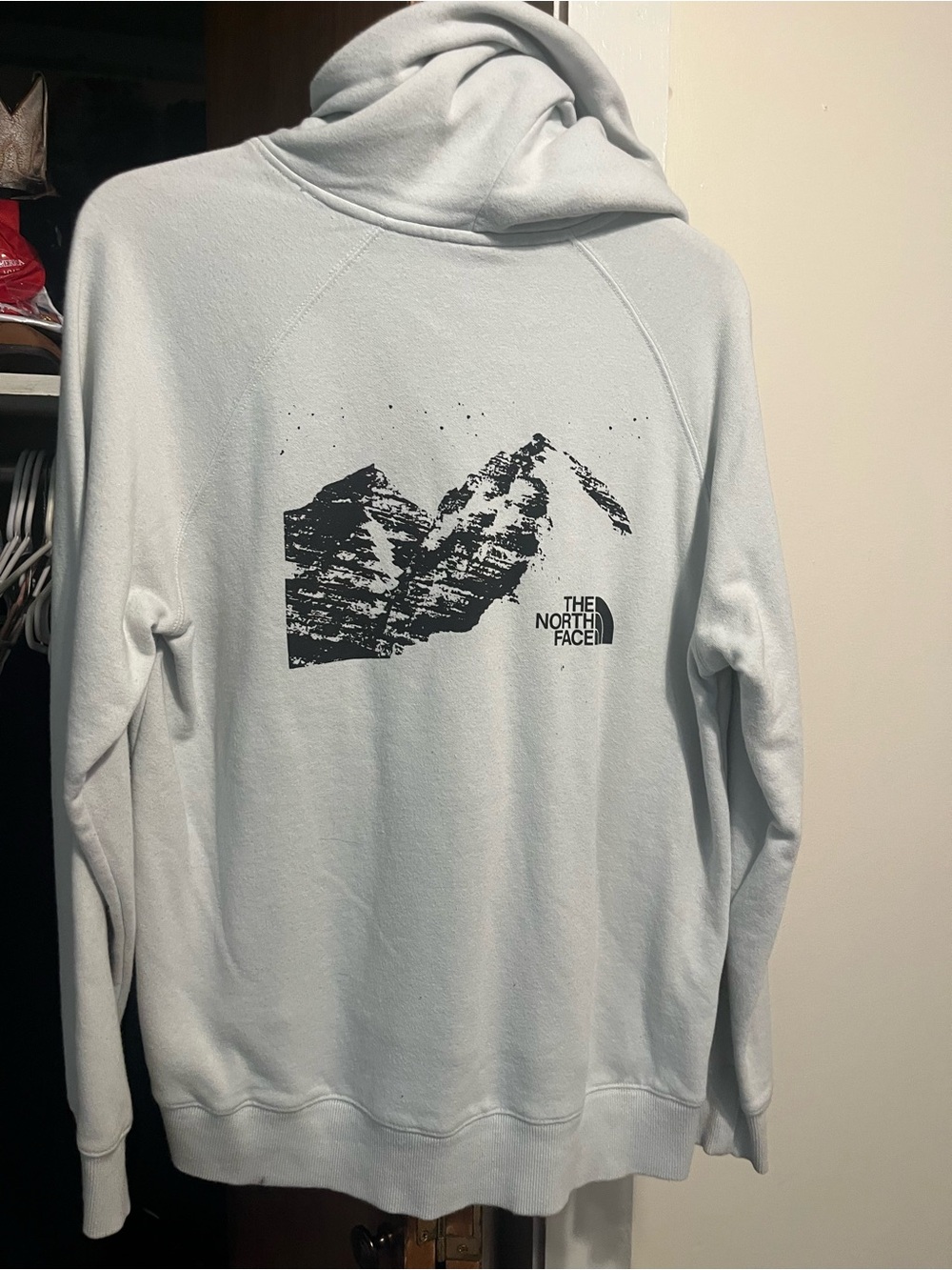 The North Face Light Gray Pullover Hoodie with Logo Tag